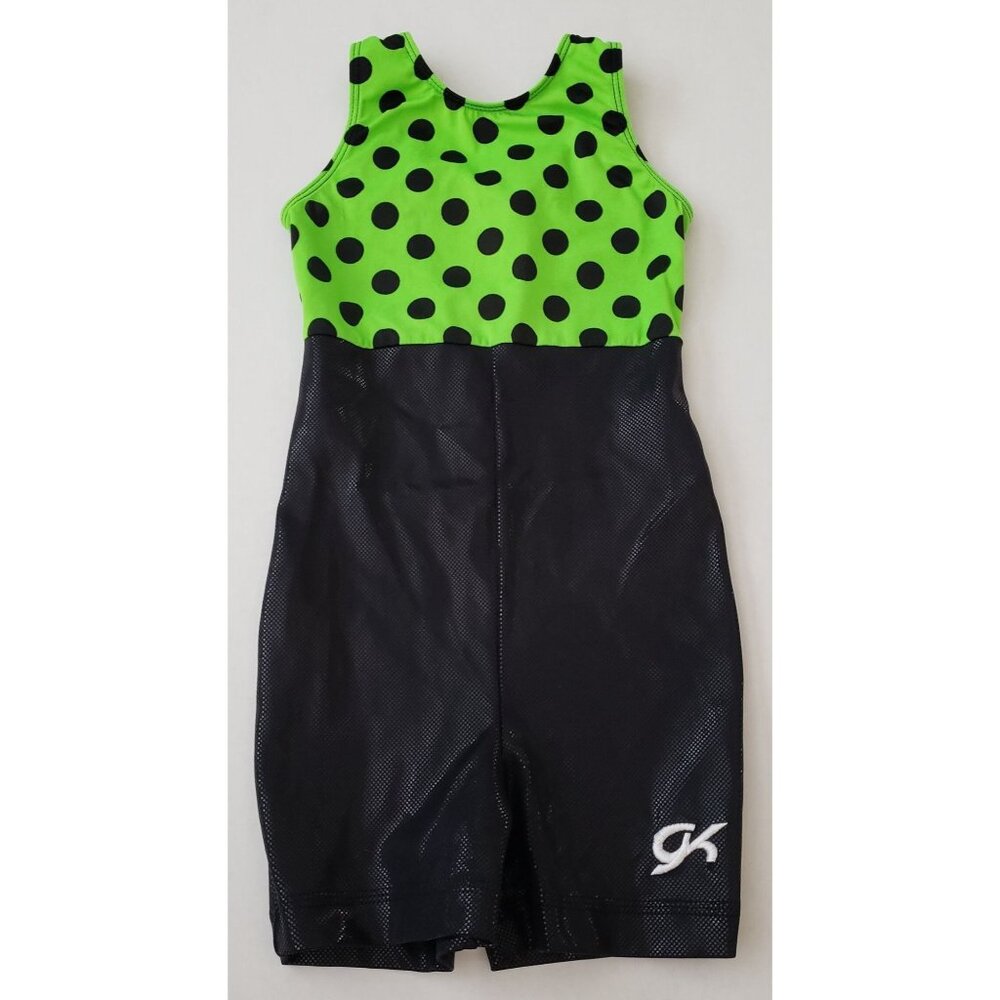 GK Black/Green Dance & Gymnastics Unitard Leotard Size CS